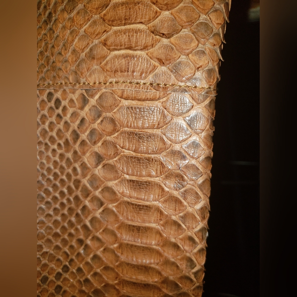 Manual genuine Python snakeskin reptile  brown cognac pants trouser. - Picture 13 of 16